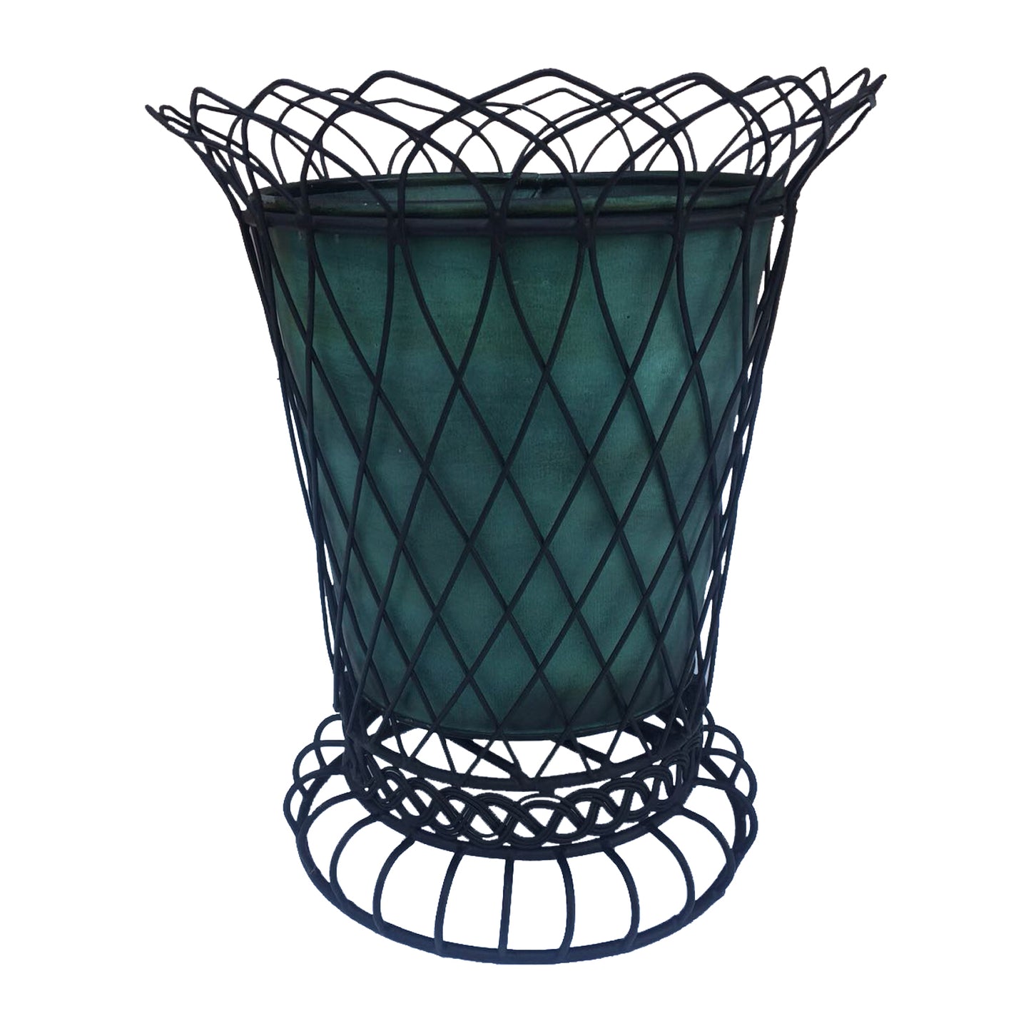 GiftBay 807-BG Tall Wire & Pot Black & Green Container / Vase 11" High. Very Unique and Strongly Built for Multi- Purpose Use