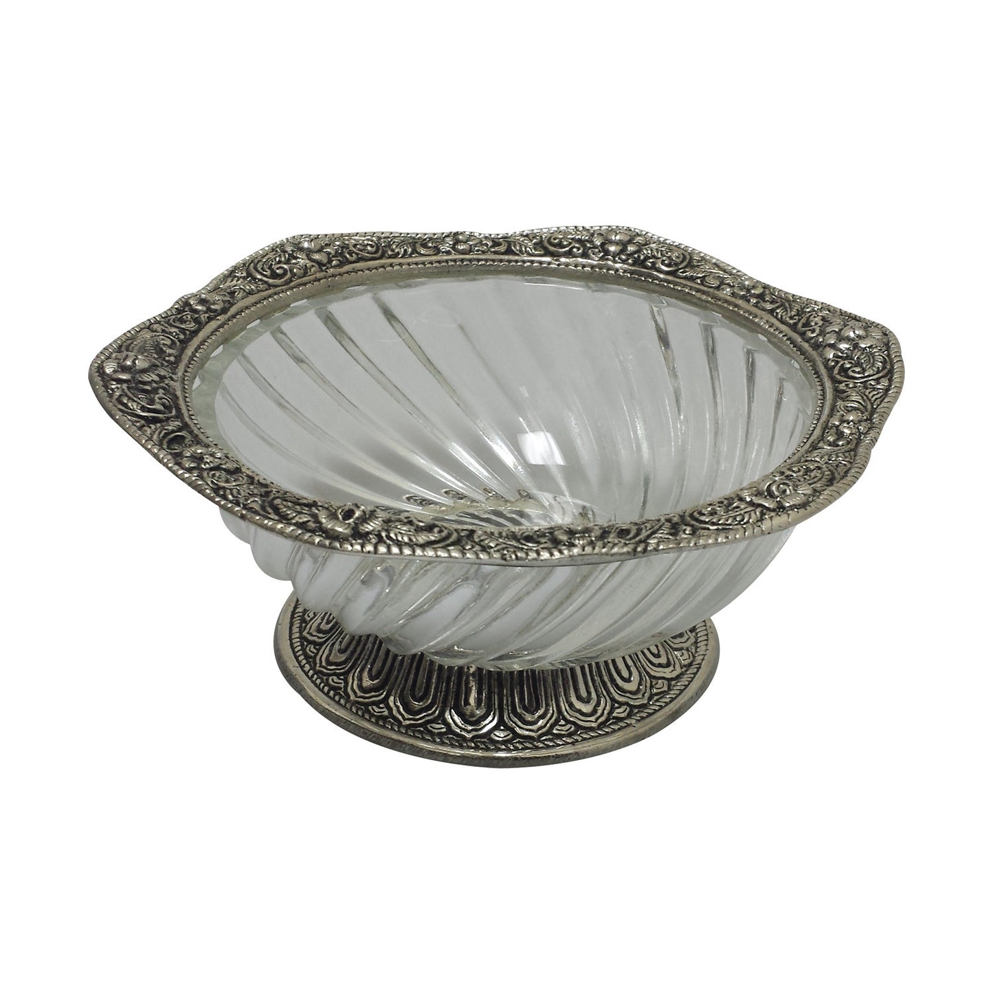 GiftBay 634 Beautiful Serving Dish with Antique Silver Finish Trim,6" Length