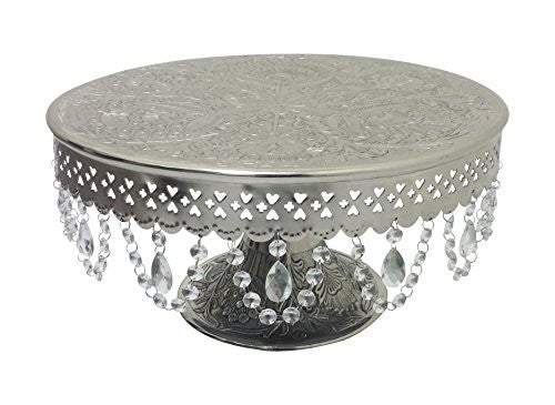 GiftBay Creations® Pedestal Cake Stand Silver, 18" with Clear Crystals