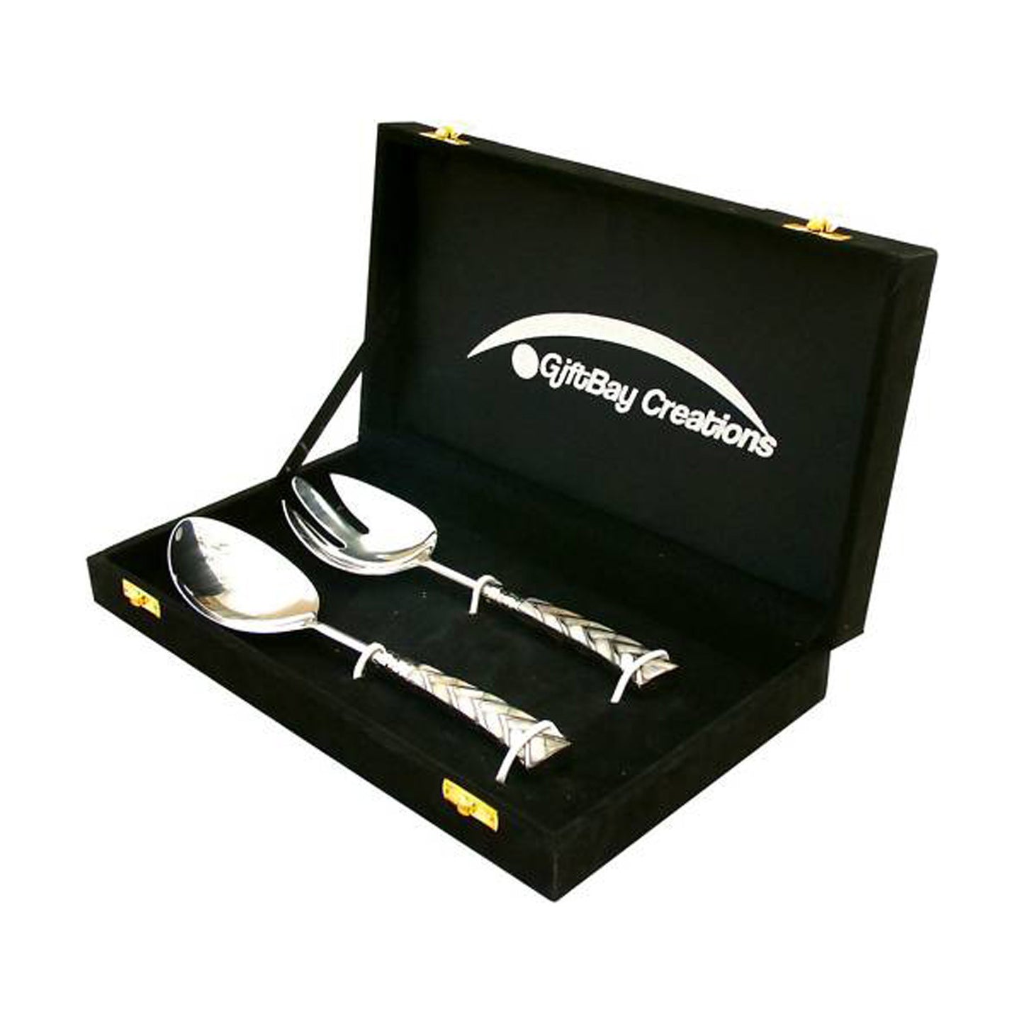 GiftBay 587 Salad Fork & Spoon 2 Piece Set, 10"Long, Silver