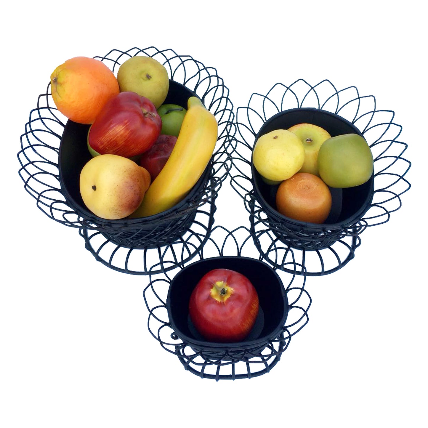 GiftBay Creations® Pot / Planter in 3 Pieces Set, Metal, Removable Pots in a Strongly Built Wire Cage (Black)