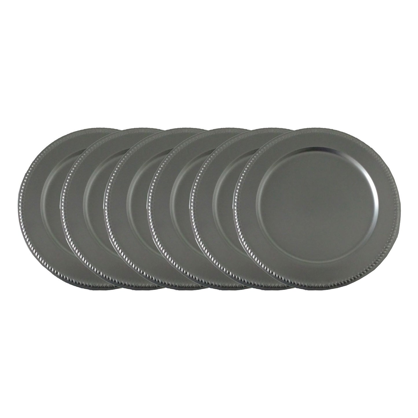 GiftBay Creations CP-007(S/6) Wedding Metal Charger Plates 13" Round, Silver Finish Set of 6 Plates