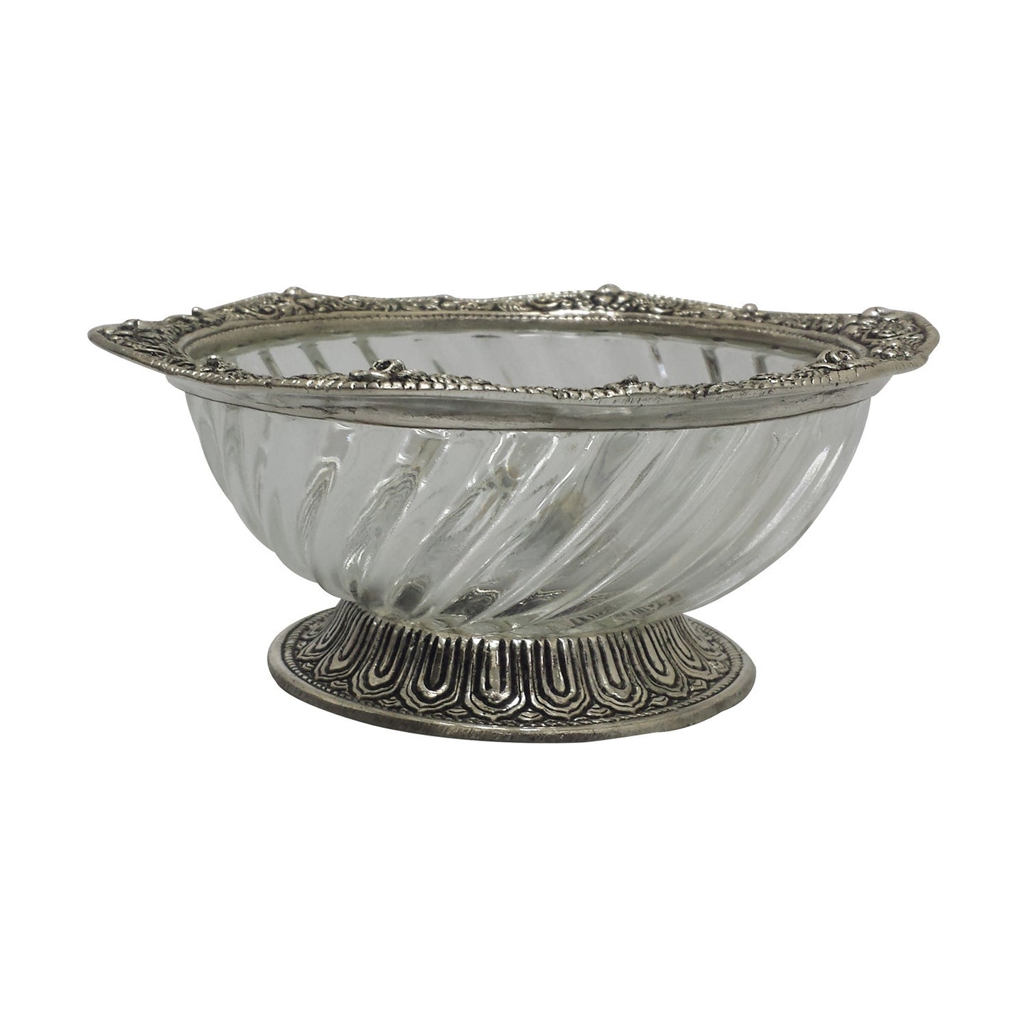 GiftBay 634 Beautiful Serving Dish with Antique Silver Finish Trim,6" Length