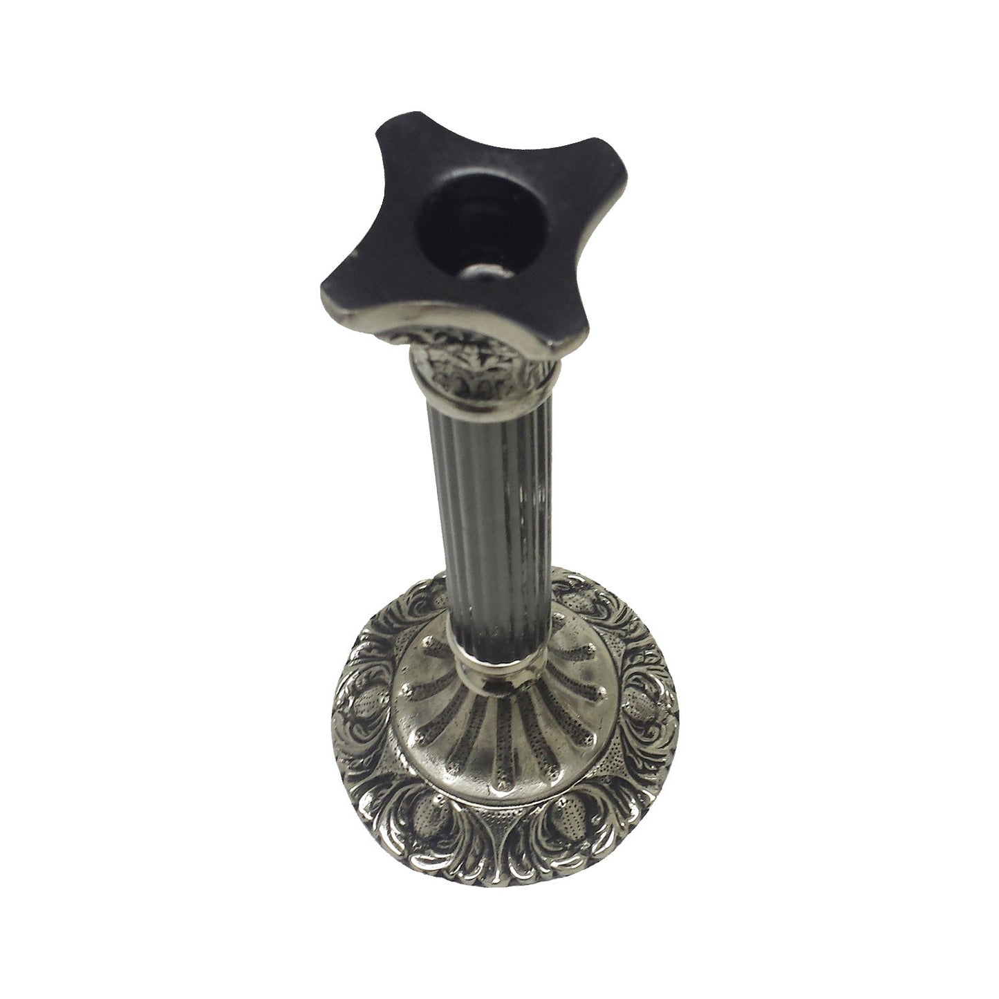 GiftBay 1007 Candlestick Holder, Antique Black and Silver Finish, 9"h