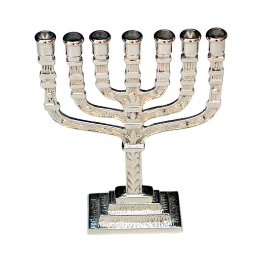 GiftBay 6028 Menorah 7-Branch Nickel Plated Finish 4.5"x1.5"x6" H