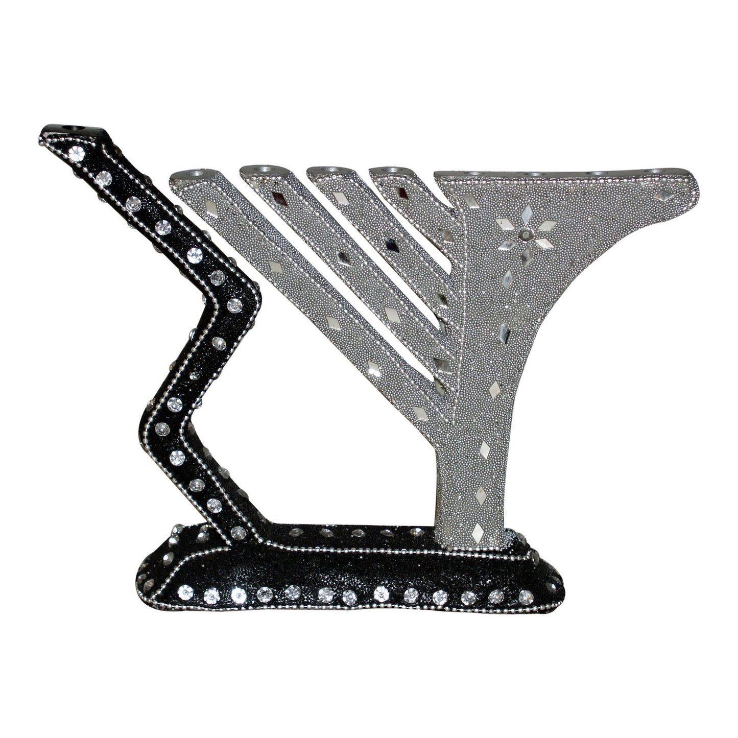 GiftBay 6049 Menorah 9-branch Hand Crafted Beaded Work on Aluminum Metal 7.5" H