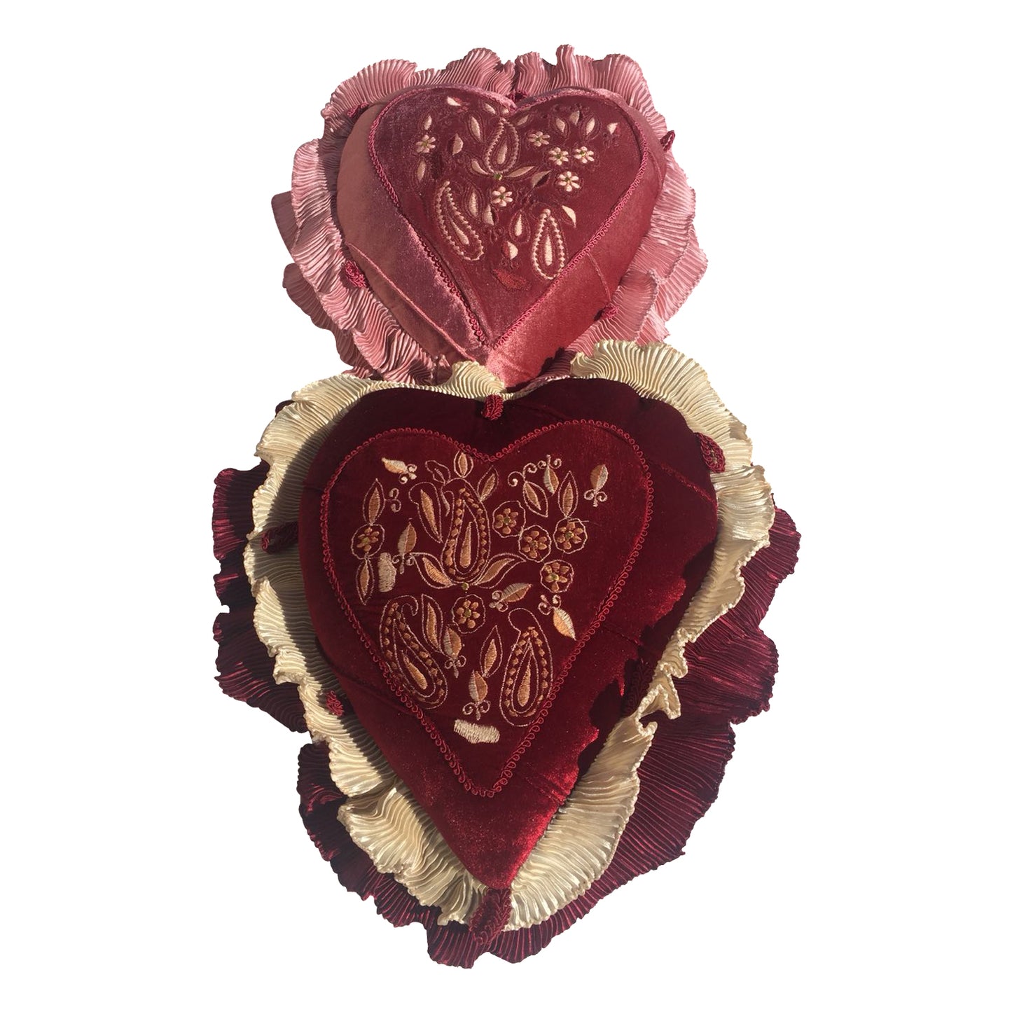 GiftBay Heart Shape Set of 2 Throw Pillow Cushion Cover 11" x 13" with Pillow