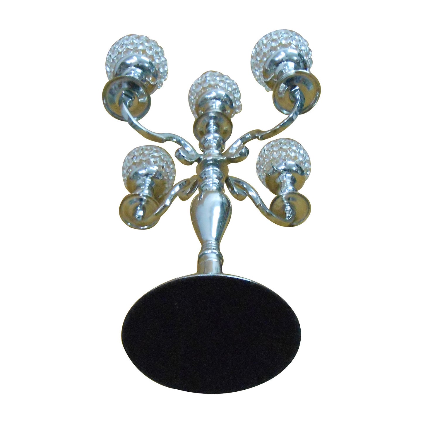 GiftBay 4018 Wedding Candelabra, Beaded Candle Pillar Holders, Silver Nickle Plated, 27"H and 17"W