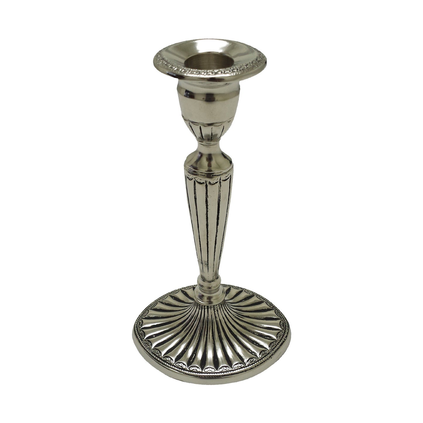GiftBay 1002 Candlestick Holder Antique Silver Finish, 5" X 4" Oval Base with 9" high