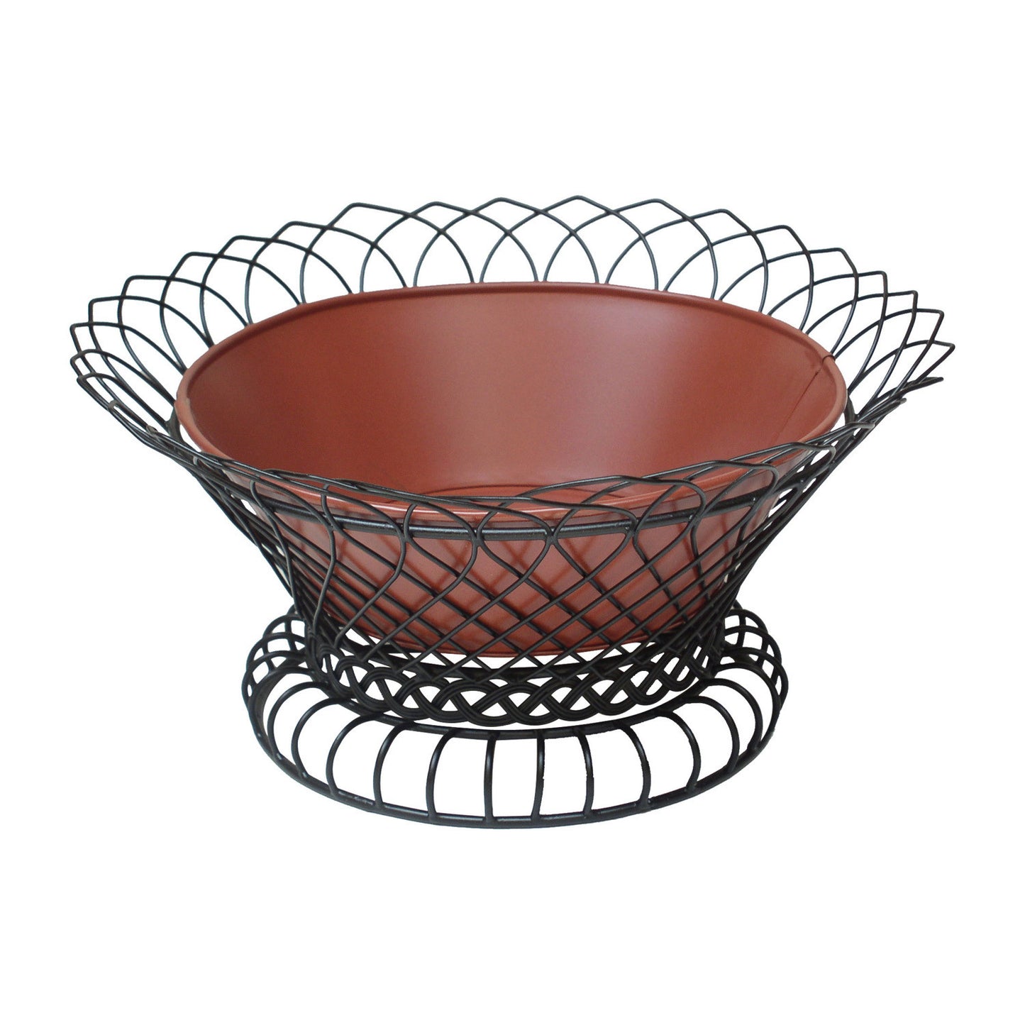 GiftBay 808-BR Wire Bowl & Pot Black & Red Container.14" Diameter, Very Unique and Strongly Built for Multi- Purpose Use