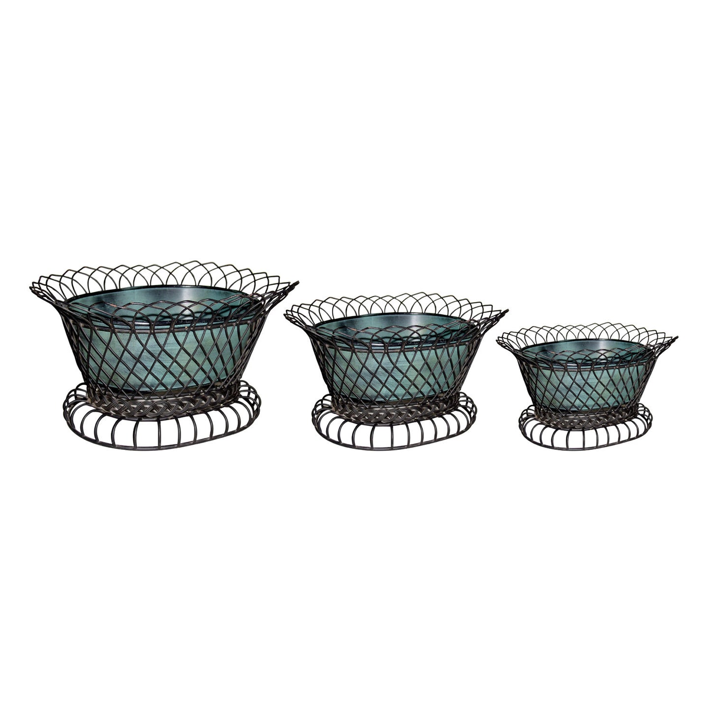 GiftBay 810-BG(S/3) Basket / Pot 3 Piece Set, Removable Pots in a Very Strong Wire Cage