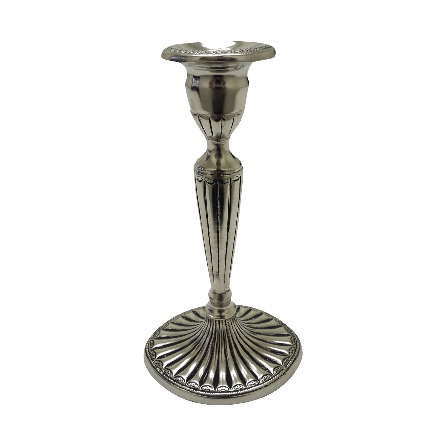 GiftBay 1002 Candlestick Holder Antique Silver Finish, 5" X 4" Oval Base with 9" high