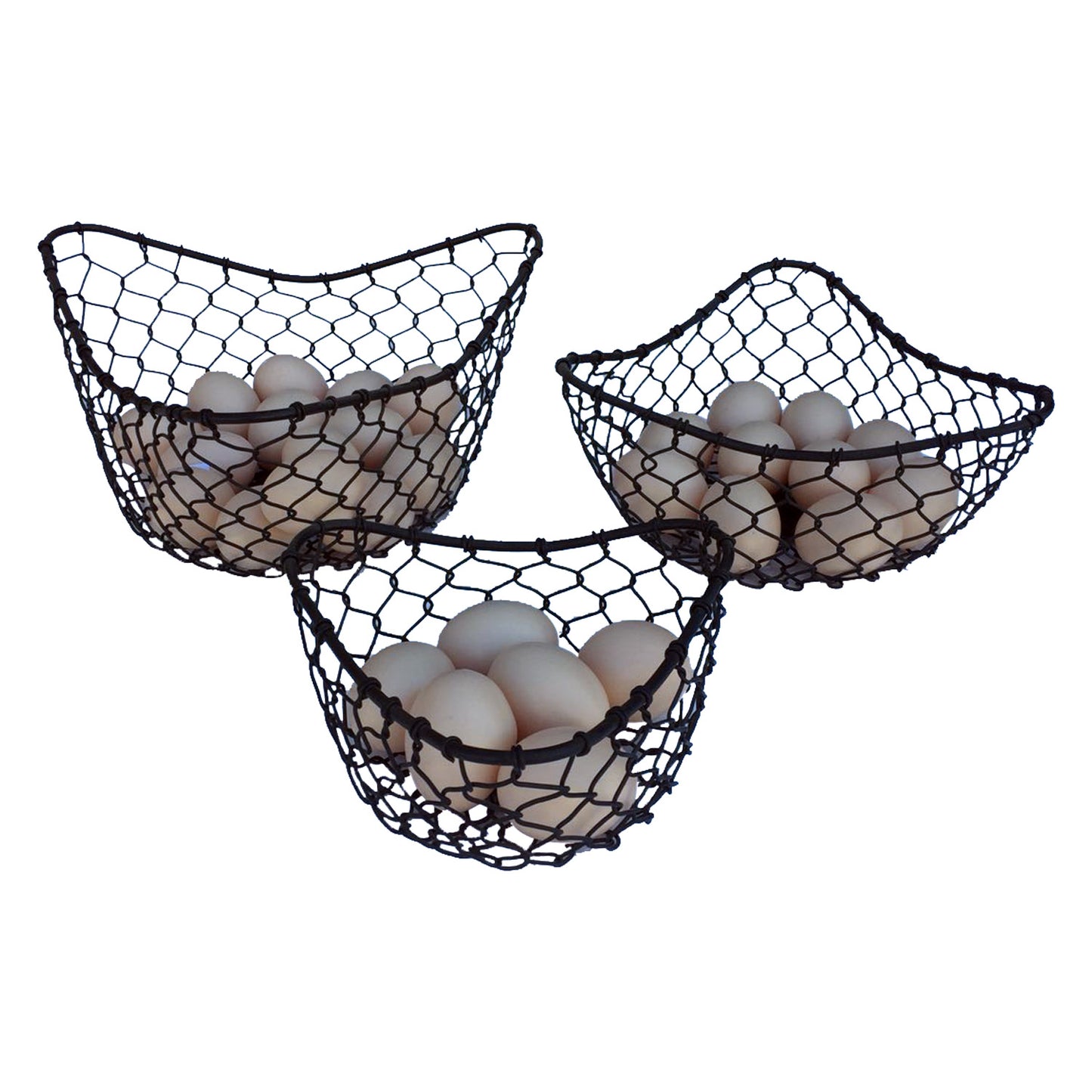 GiftBay 901(S/3) Strongly Built Wire Basket Set of 3 Black Powder Coated Finish for Fruits, Breads, Vegetables, Flowers Display