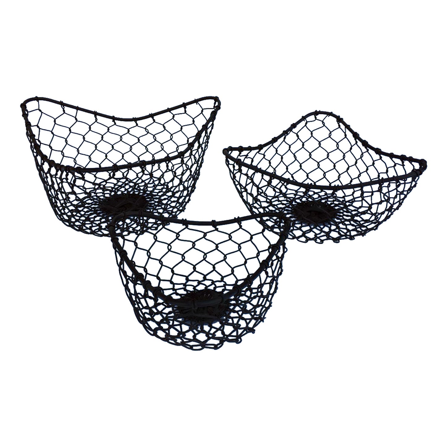 GiftBay 901(S/3) Strongly Built Wire Basket Set of 3 Black Powder Coated Finish for Fruits, Breads, Vegetables, Flowers Display
