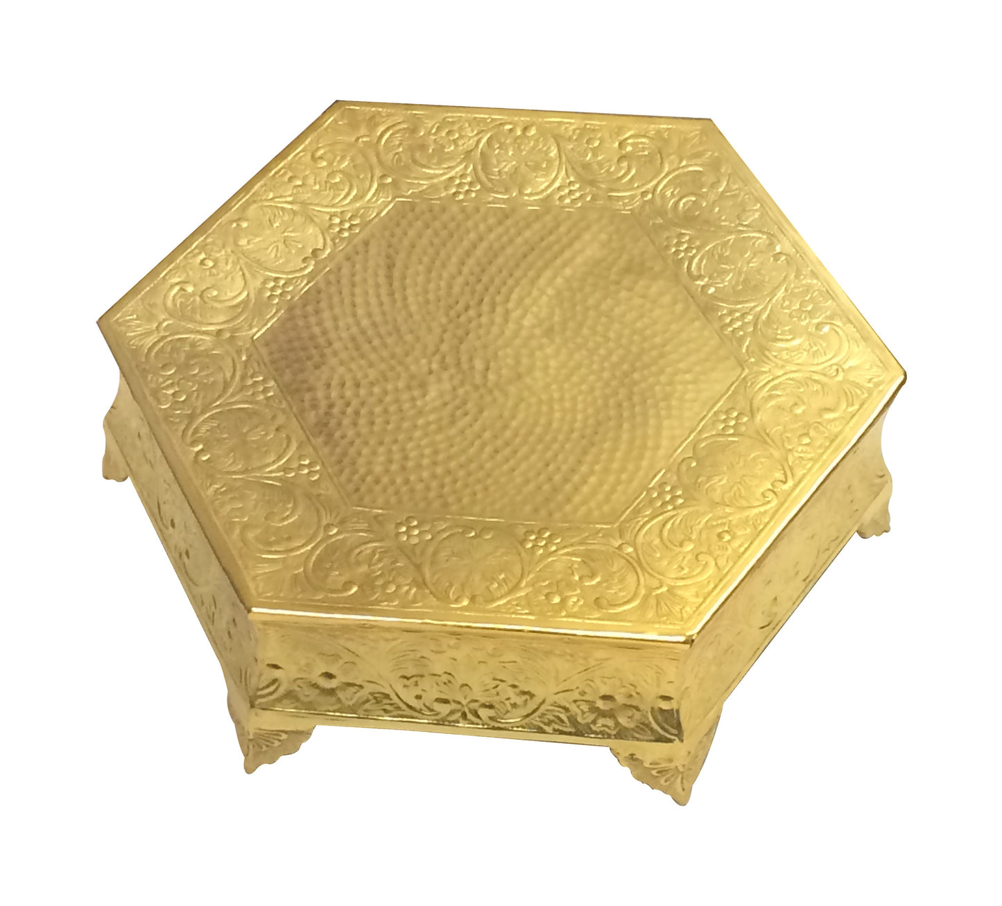 GiftBay Wedding Cake Stand Hexagonal Shape, 14-inch, Aluminum Gold