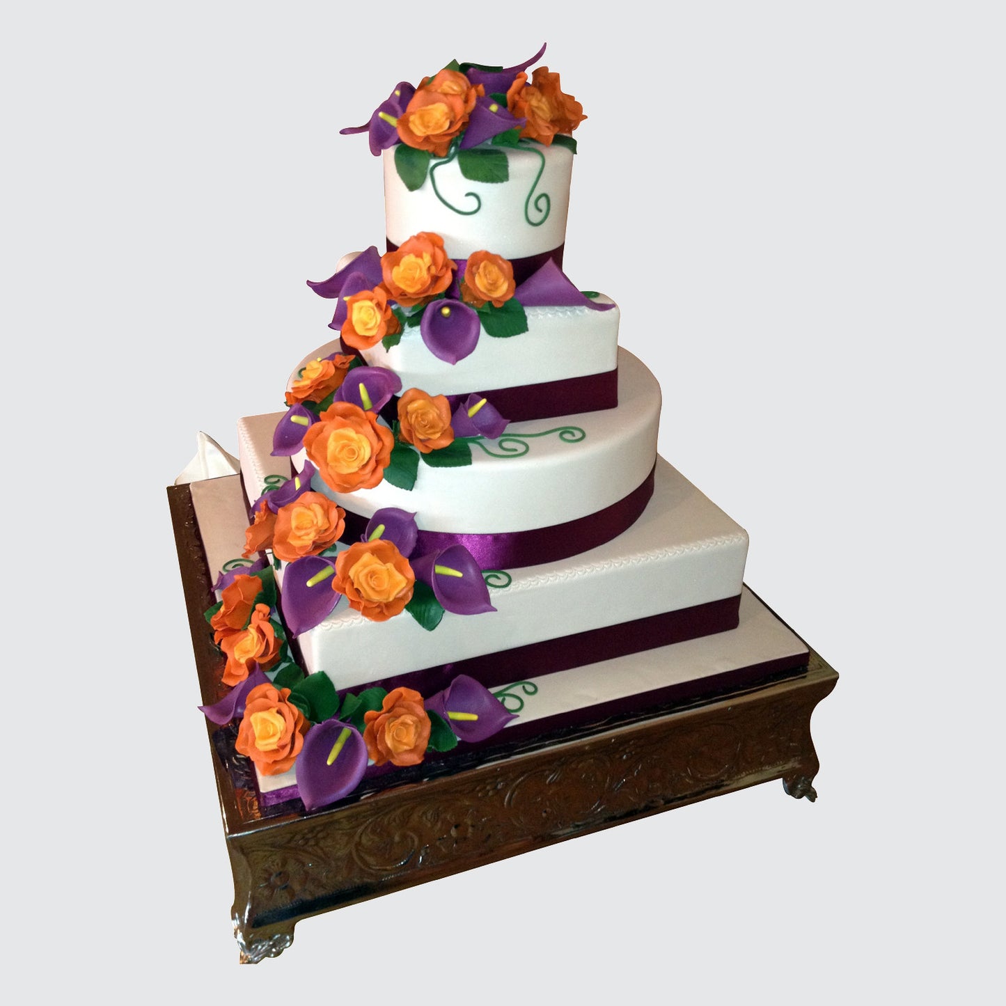 GiftBay Creations Wedding Cake Stand Square Silver Finish (20-Inch)
