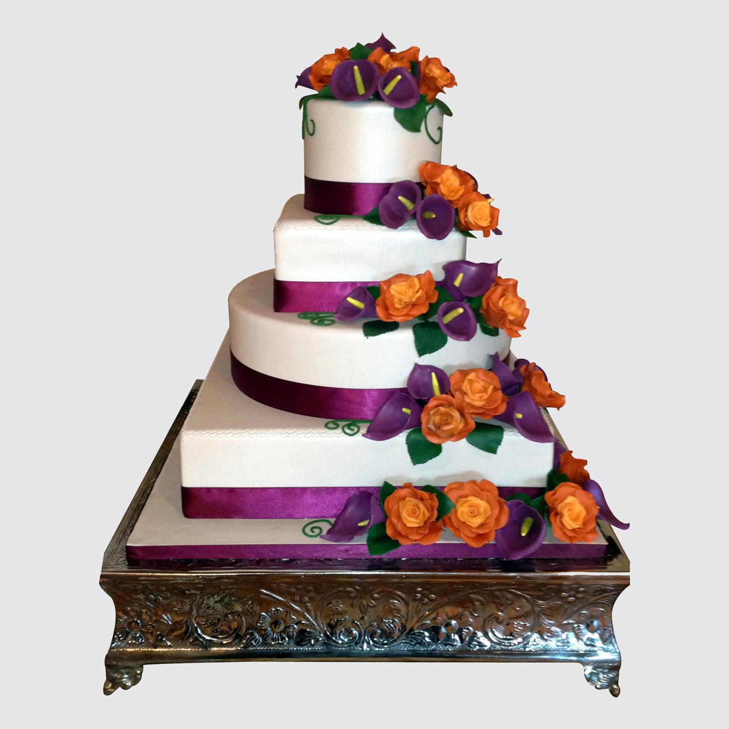 GiftBay Creations Wedding Cake Stand Square Silver Finish (22-Inch)