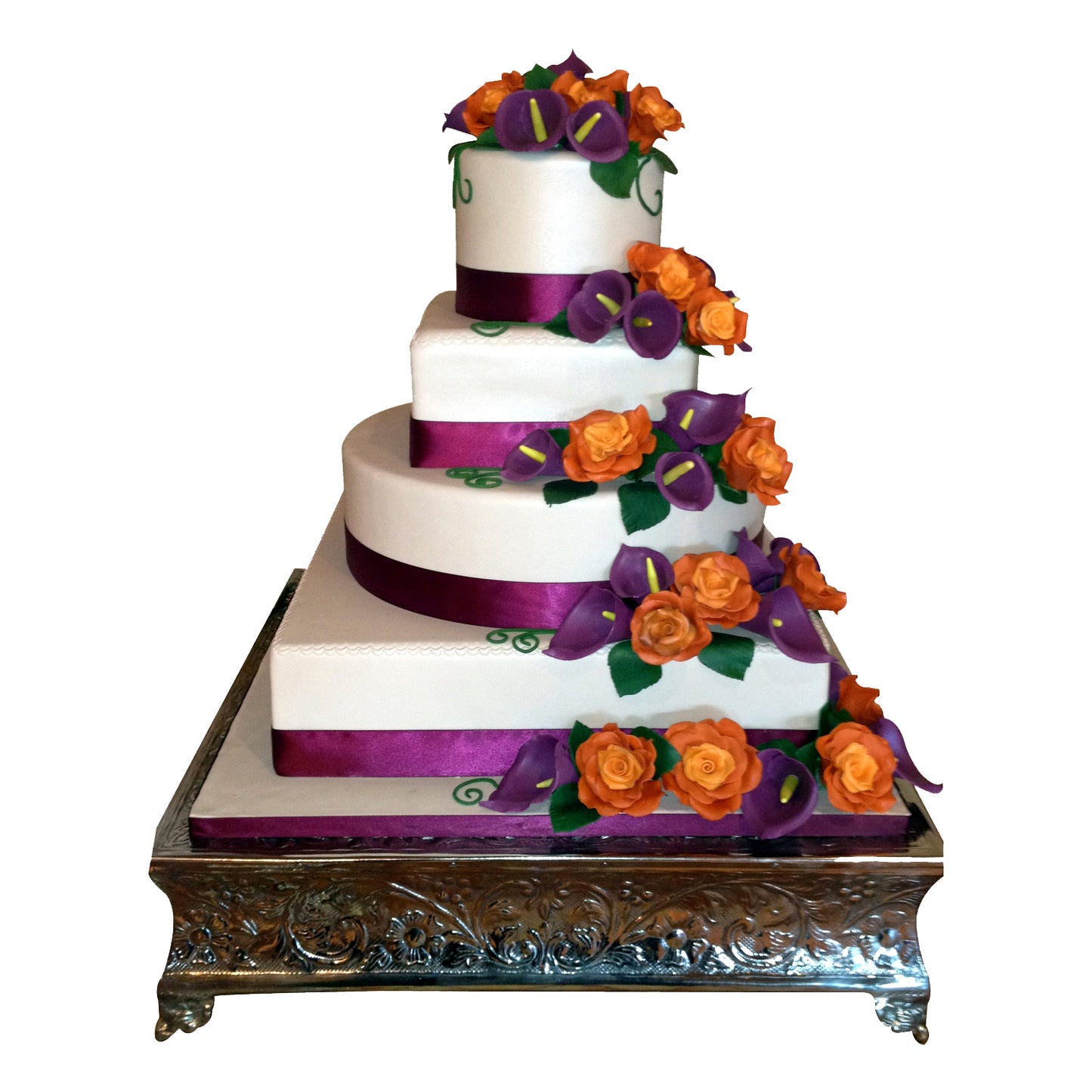 GiftBay Creations Wedding Cake Stand Square Silver Finish (20-Inch)