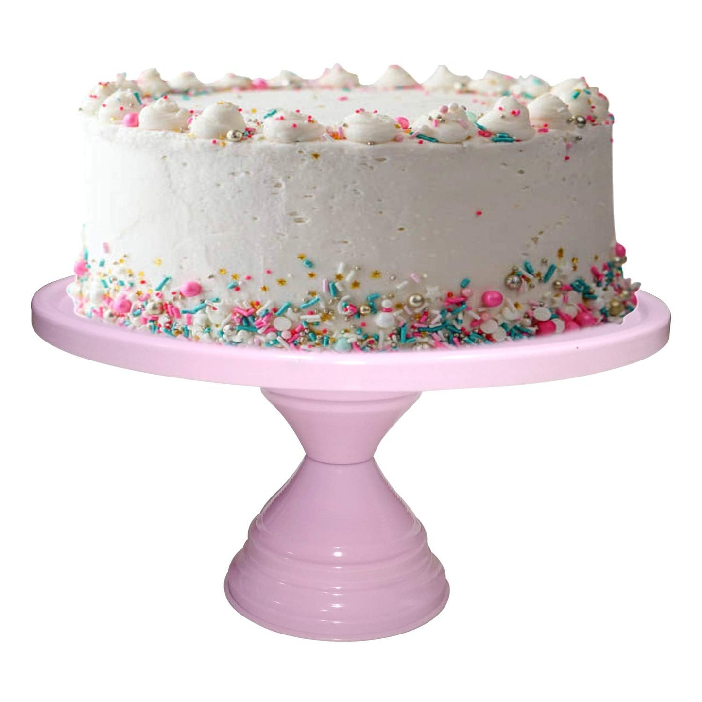 GiftBay Creations Cake Stand Pedestal 13" Diameter (Top), Strong Metal (Pink)