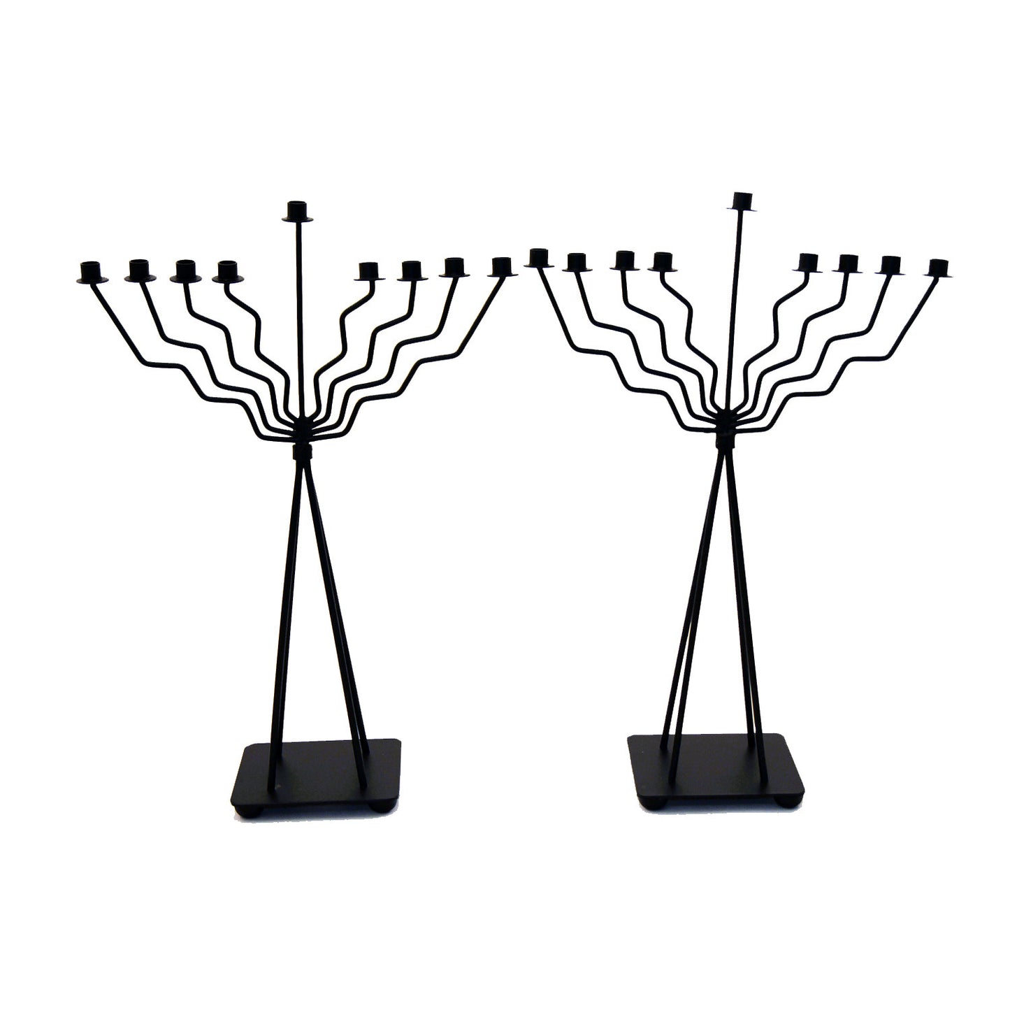 GiftBay 16003 Menorah 9-Branch Black Finish Set of 2 Contemporary Look 20" High to Celebrate Hanukkah and Gifts, An Excellent Unbeatable Value