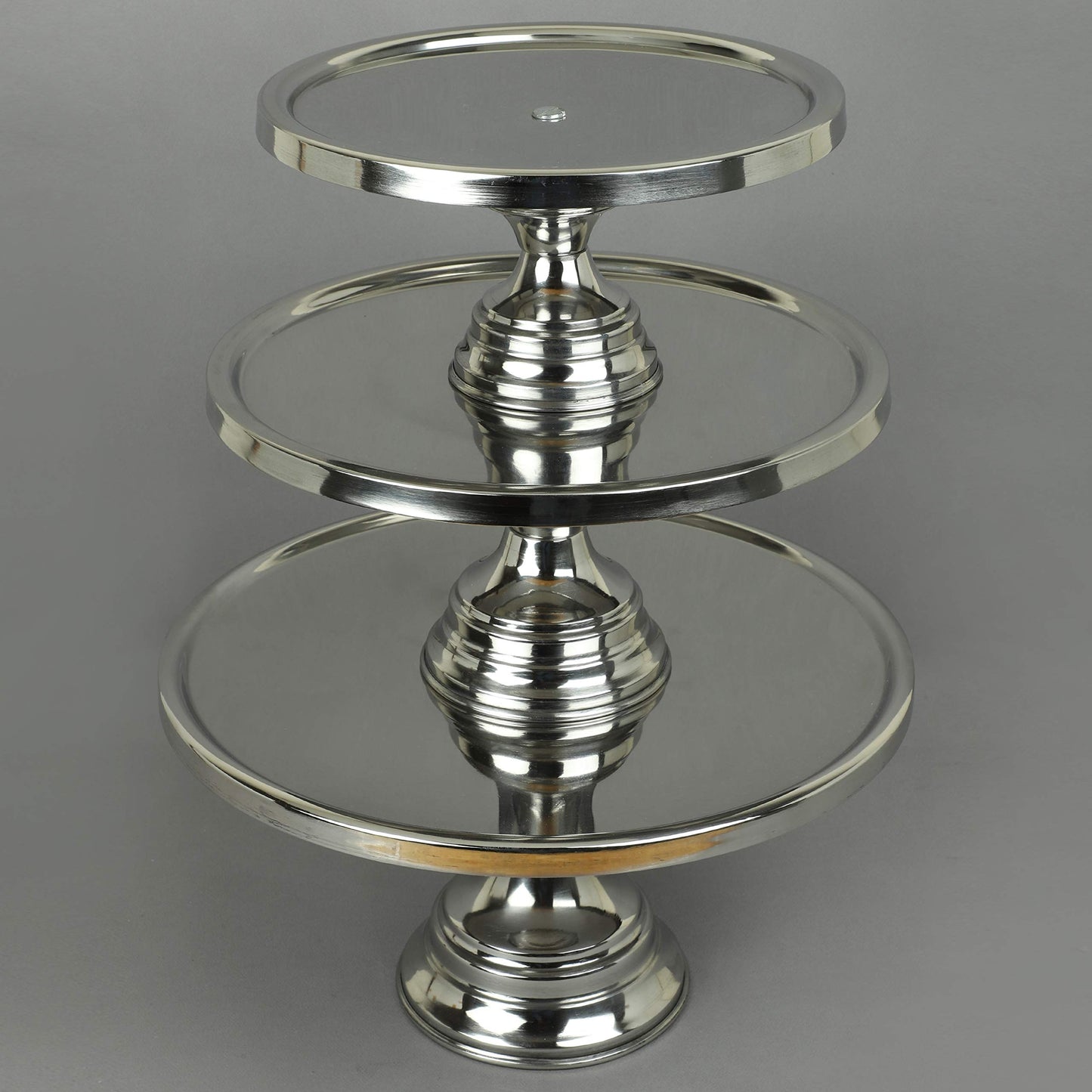 GiftBay Creations - Cake Stand Pedestal Round Strong Metal Set/3 (9-Inch, 11-Inch, 13-Inch, Stainless Steel)