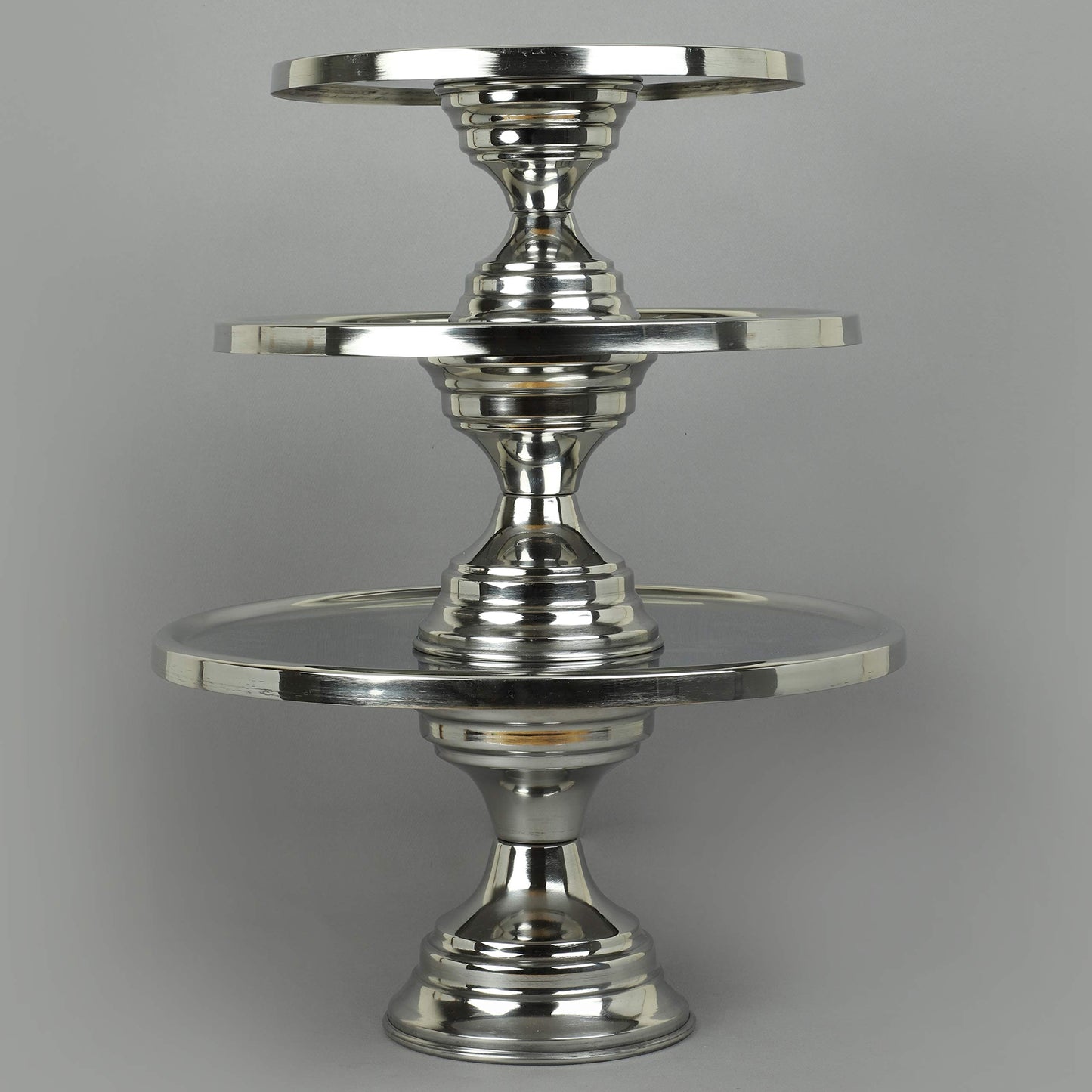 GiftBay Creations - Cake Stand Pedestal Round Strong Metal Set/3 (9-Inch, 11-Inch, 13-Inch, Stainless Steel)