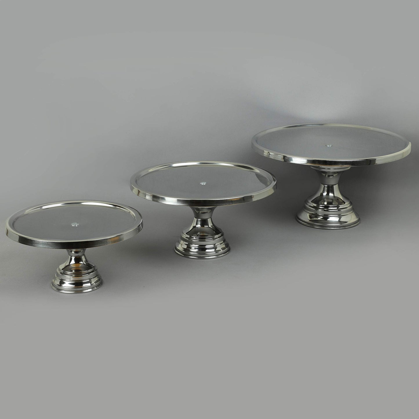 GiftBay Creations - Cake Stand Pedestal Round Strong Metal Set/3 (9-Inch, 11-Inch, 13-Inch, Stainless Steel)
