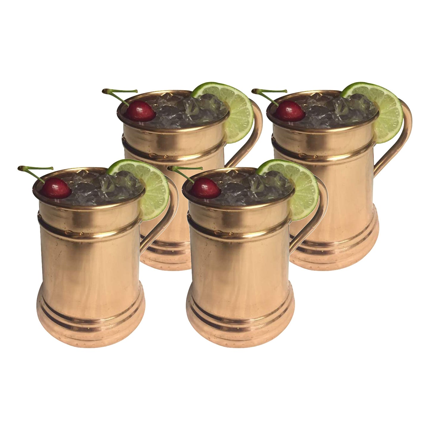 GiftBay Mug-101 Moscow Mule Copper Mug Set of 4, Unique Hammered Design, 16 Ounce Size