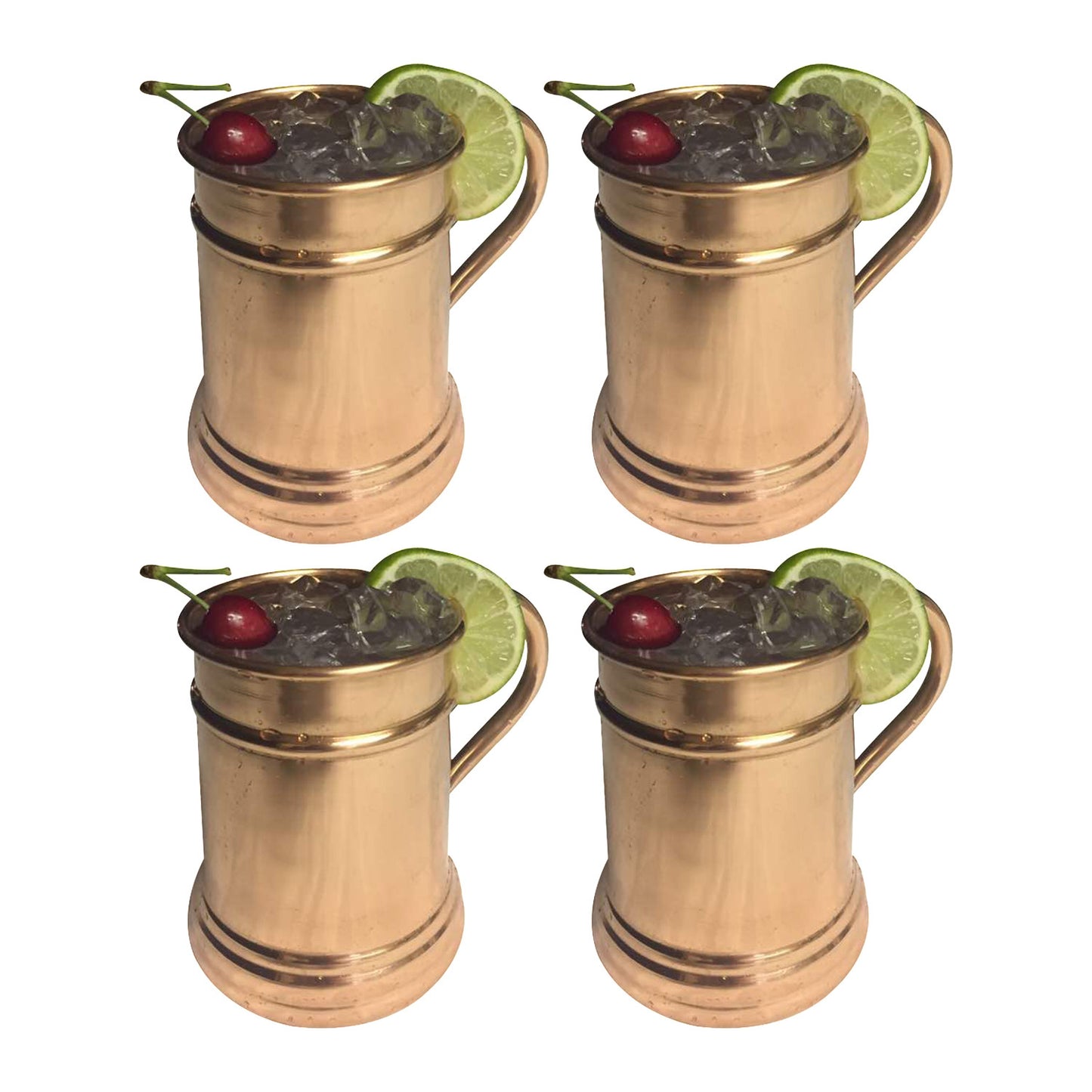 GiftBay Mug-101 Moscow Mule Copper Mug Set of 4, Unique Hammered Design, 16 Ounce Size