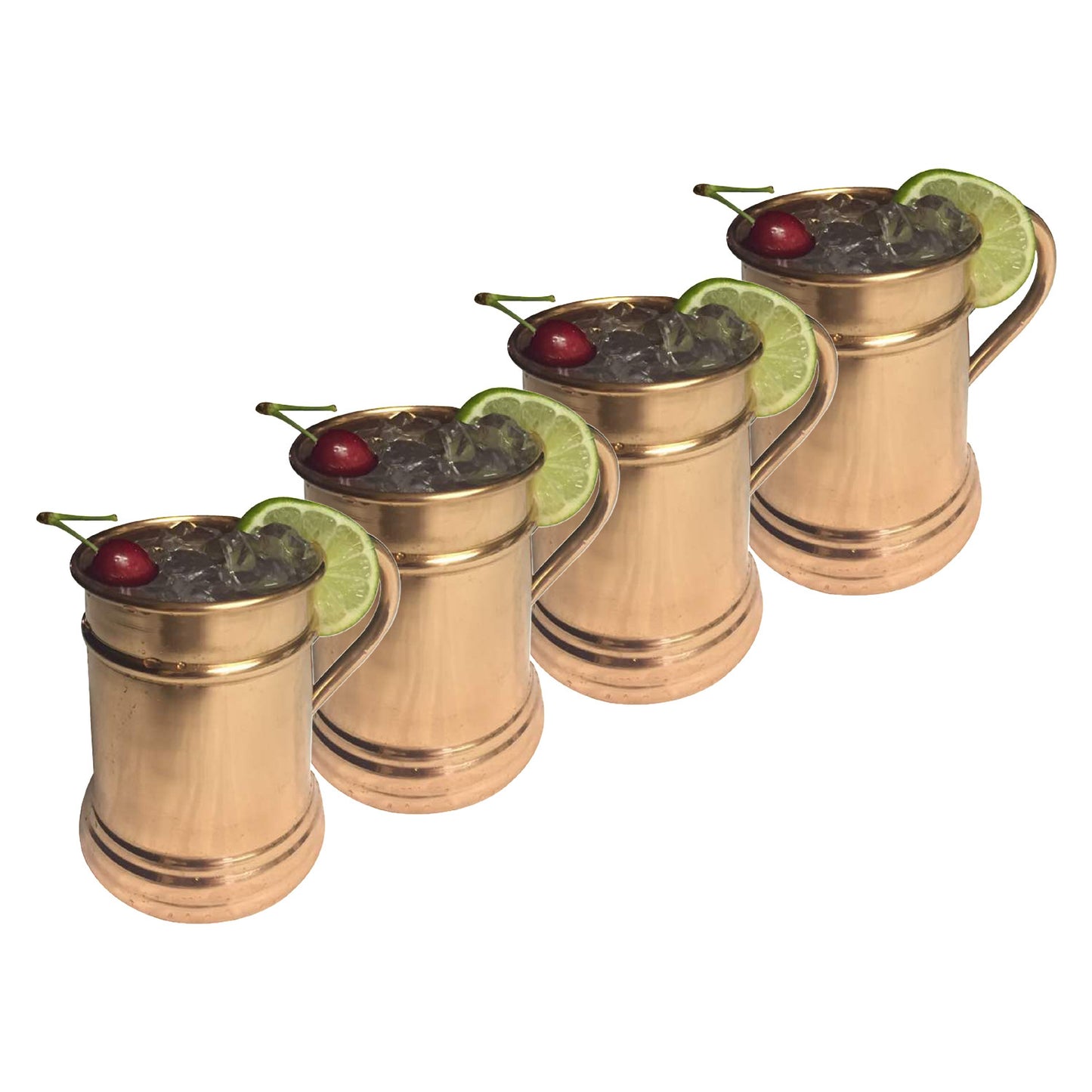 GiftBay Mug-101 Moscow Mule Copper Mug Set of 4, Unique Hammered Design, 16 Ounce Size