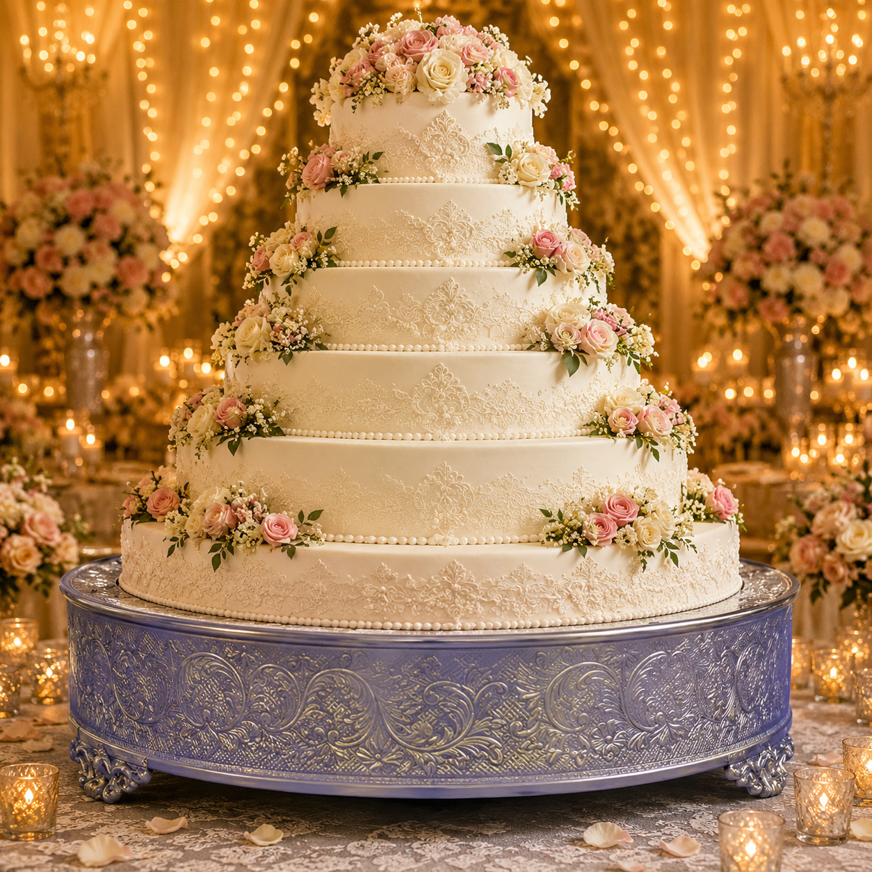 GiftBay Wedding Cake Stand Round 22", Silver