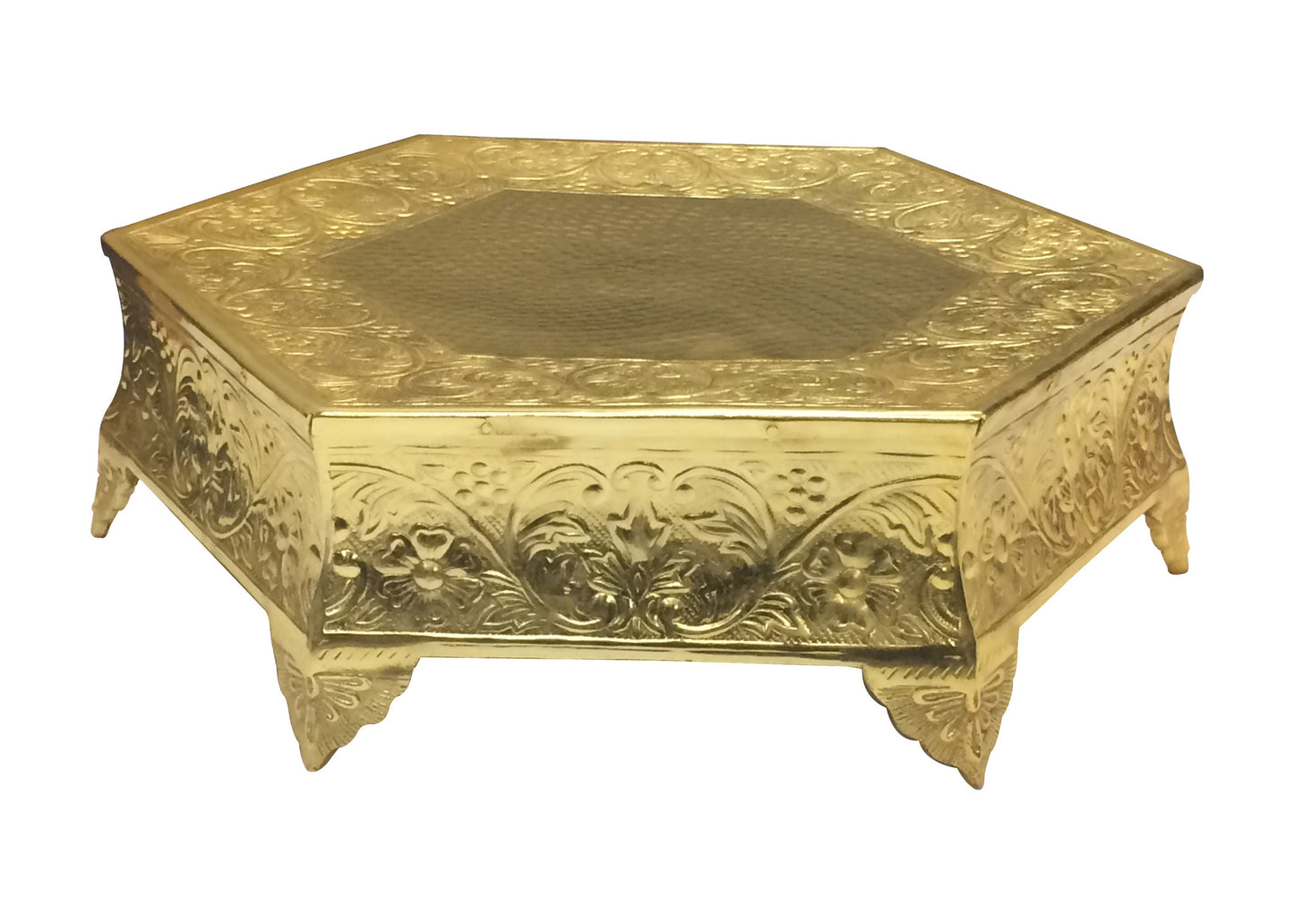 GiftBay Wedding Cake Stand Hexagonal Shape, 14-inch, Aluminum Gold