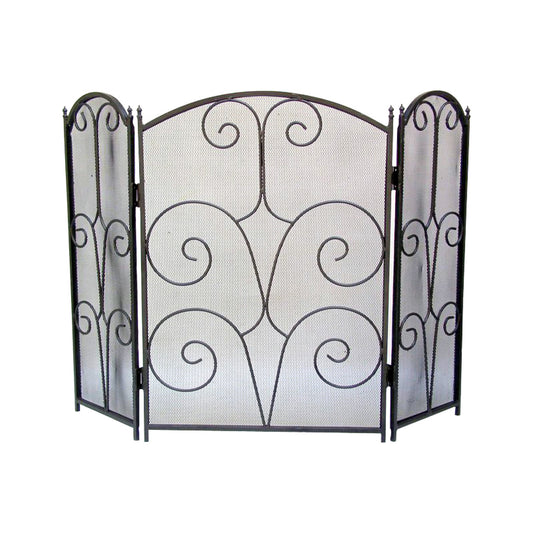 GiftBay 1105 Folding 3 Panel Fireplace Screen 30" High, Black Powder Coated
