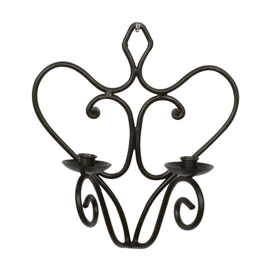 GiftBay 14022 Beautiful Wall 2- Candle Sconce 13" High, Black Powder Coated