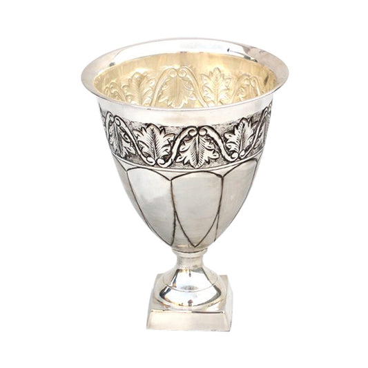 Giftbay 1403 Beautiful Silver Finish on Brass Metal Vase 8.25" Diameter & 11" High