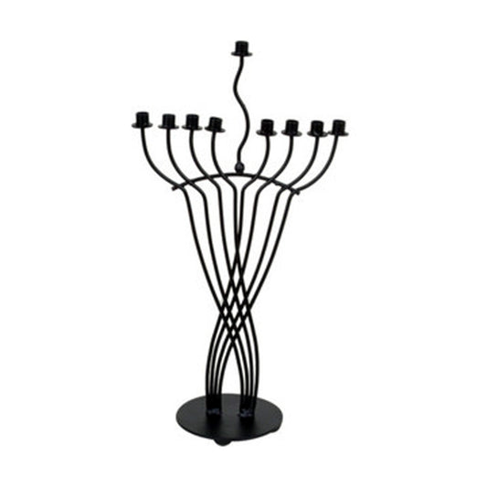 GiftBay 16002 Menorah 9-Branch Black Finish Wrought Iron Contemporary Look 20" To Celebrate Hanukkah and Gifts