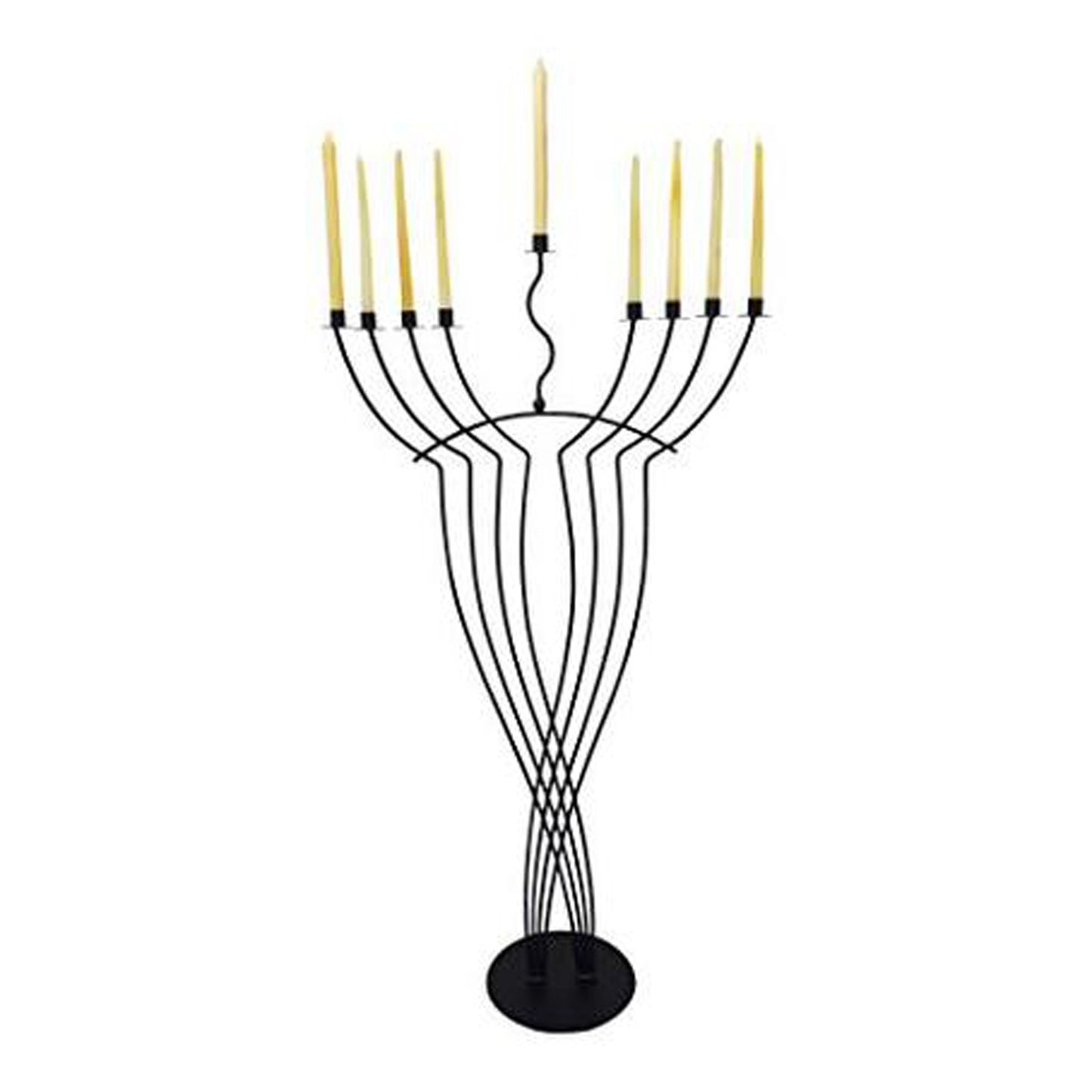 GiftBay 16006 Giant Tall Menorah 9-Branch Iron Metal, Black Powder Coated 47.5"H, Perfect for Synagouge Special Events