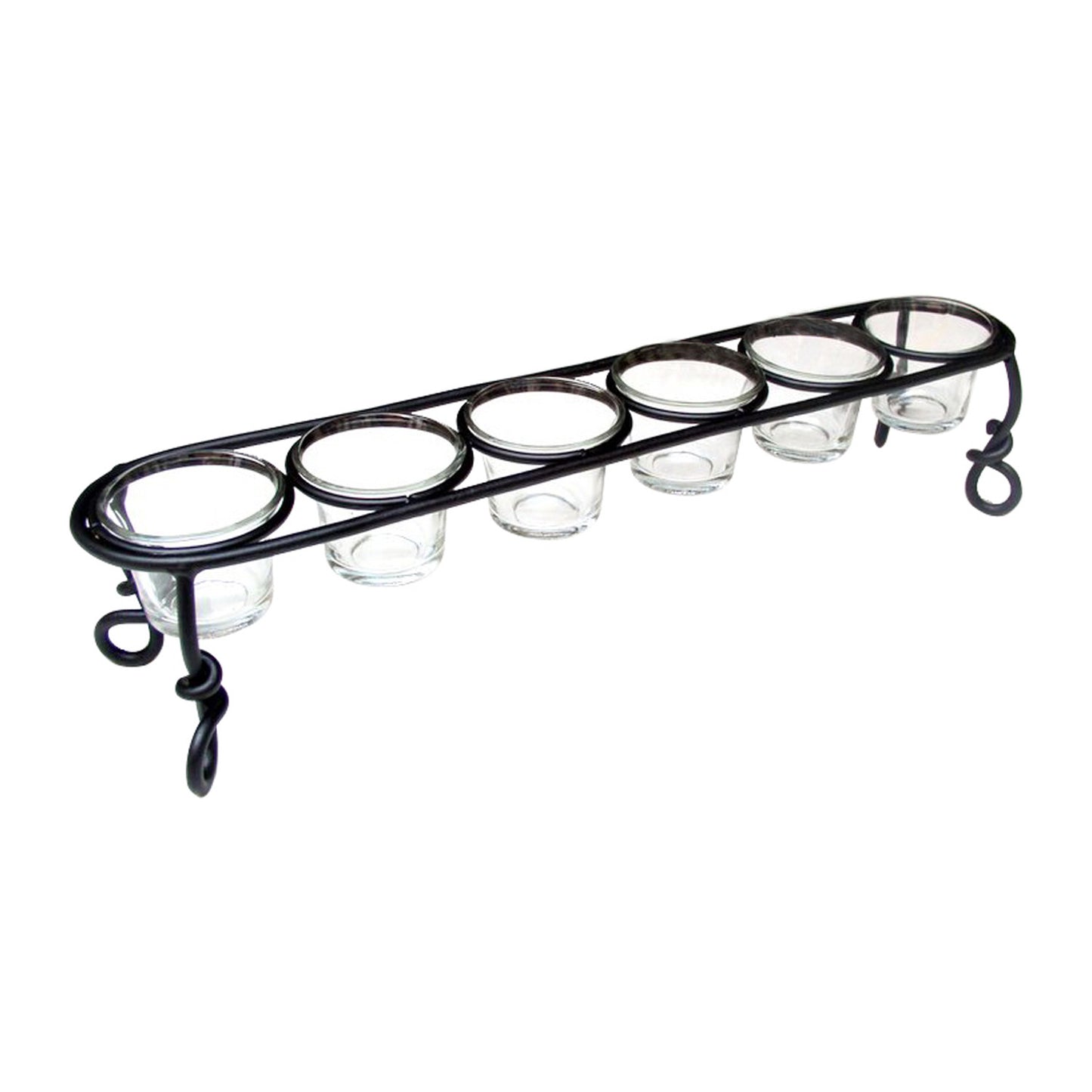 GiftBay 18015 Beautiful 6-Votive Glass Holder 4.5" High, Black Powder Coated Finish to Celebrate Christmas