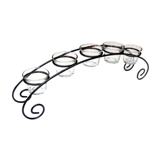 GiftBay 18016 Beautiful 5 Glass Votive Holder 5" High, Black Powder Coated Finish