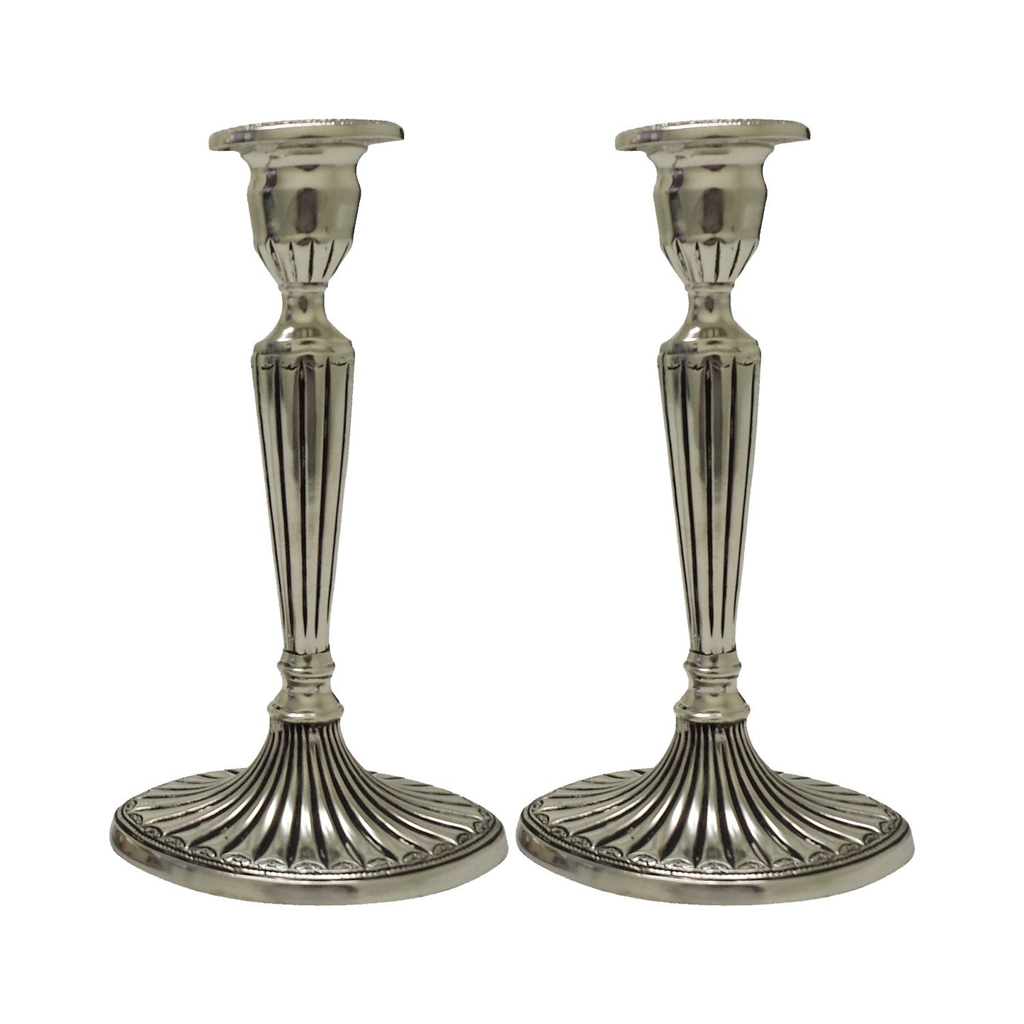 GiftBay 1002(S/2) Candlestick Holder, Antique Silver Finish, 9"h and 5" X 4" Oval Base