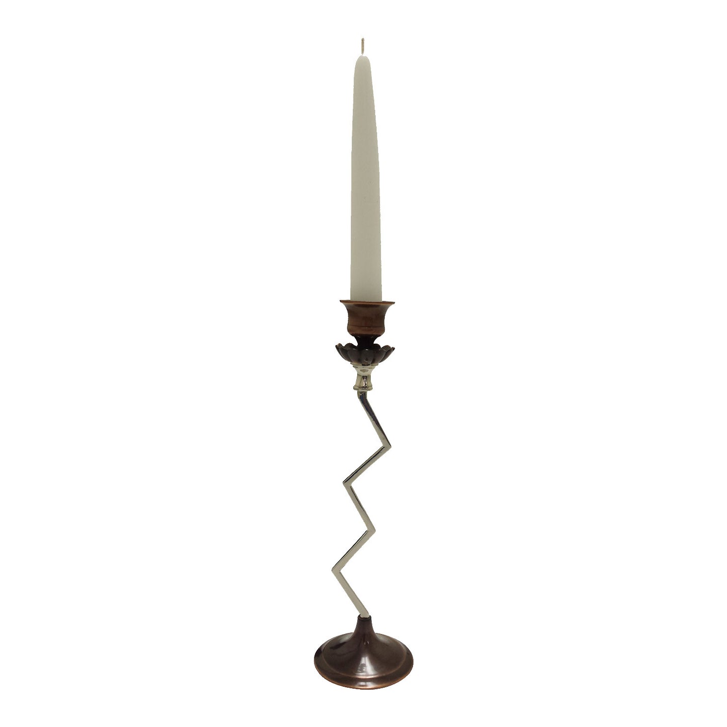 GiftBay 1011 Candlestick Holder, Antique Copper and Silver Finish, 9.5"h