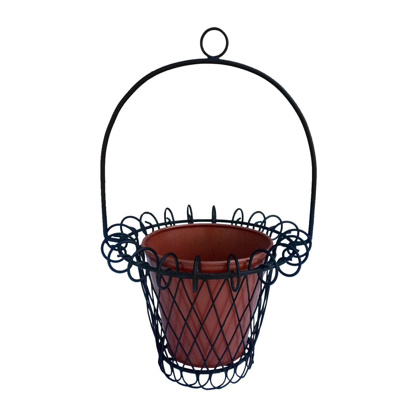 GiftBay 811-BR Tall Wire & Pot Black & Red Container / Vase 16.5" High. Very Unique and Strongly Built for Multi- Purpose Use