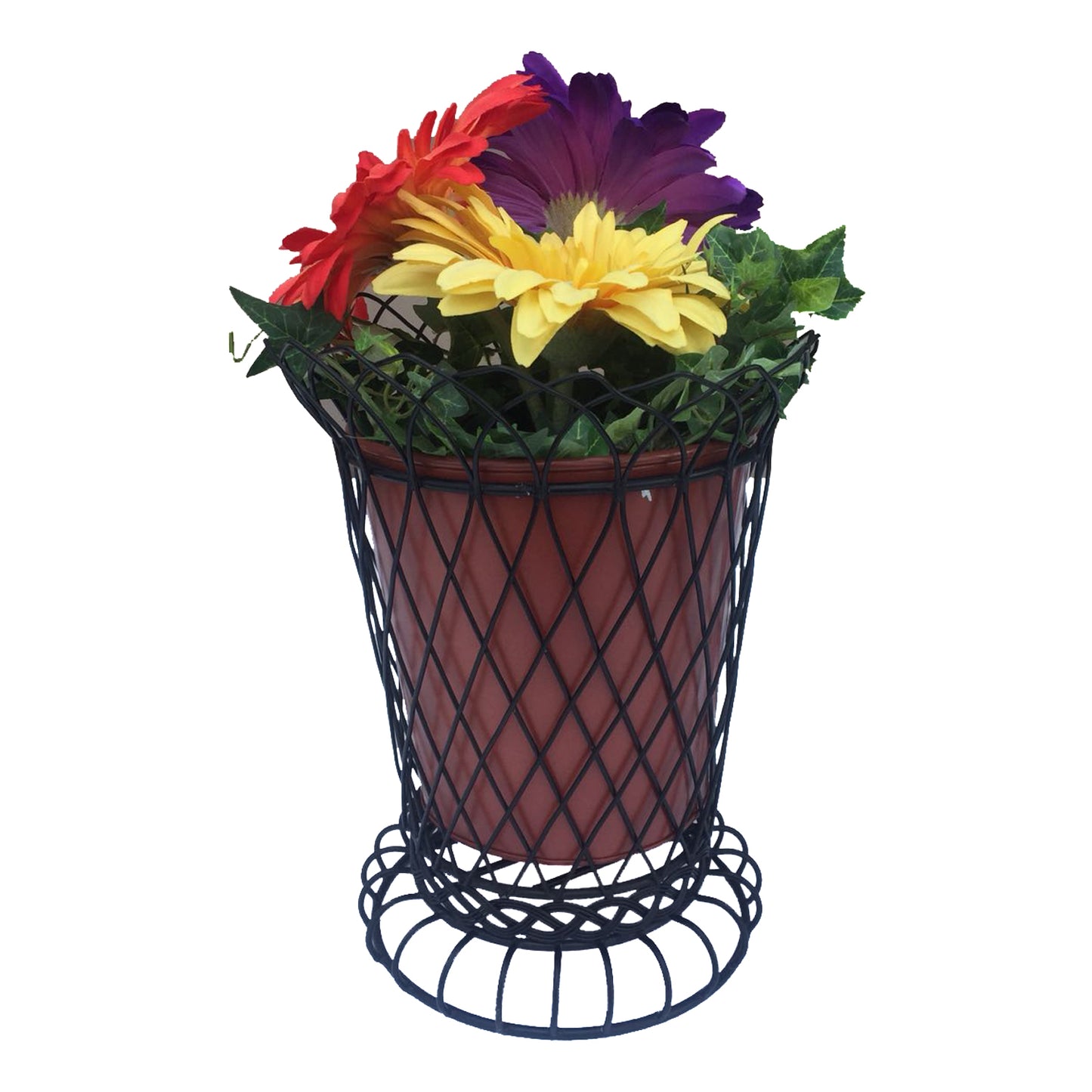 GiftBay 807-BR Tall Wire & Pot Black & Red Container / Vase 11" High. Very Unique and Strongly Built for Multi- Purpose Use