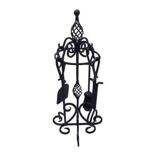 GiftBay Fire Tool Set of 5, 29" High, Wrought Iron,  Shovel, Poker, Brush, Tongs and Stand For Fireplace, Black