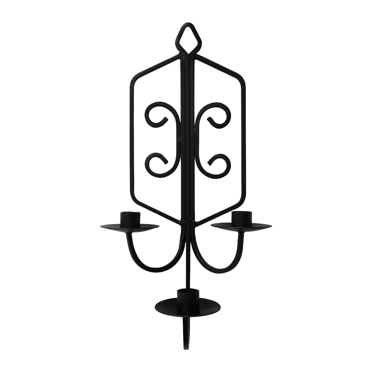 GiftBay 14023 Beautiful Wall 3- Candle Sconce 17" High, Black Powder Coated