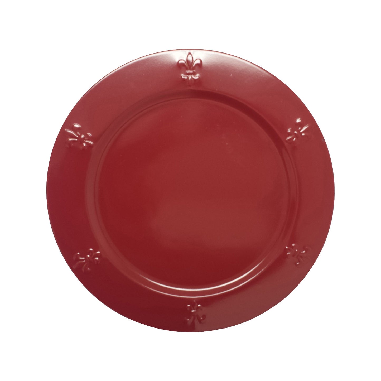 GiftBay Creations CP-009(S/4) Wedding Metal Charger Plates 13" Round with Beautiful Fleur-de-lis Embossed on Border Burgundy Finish Set of 4 Plates