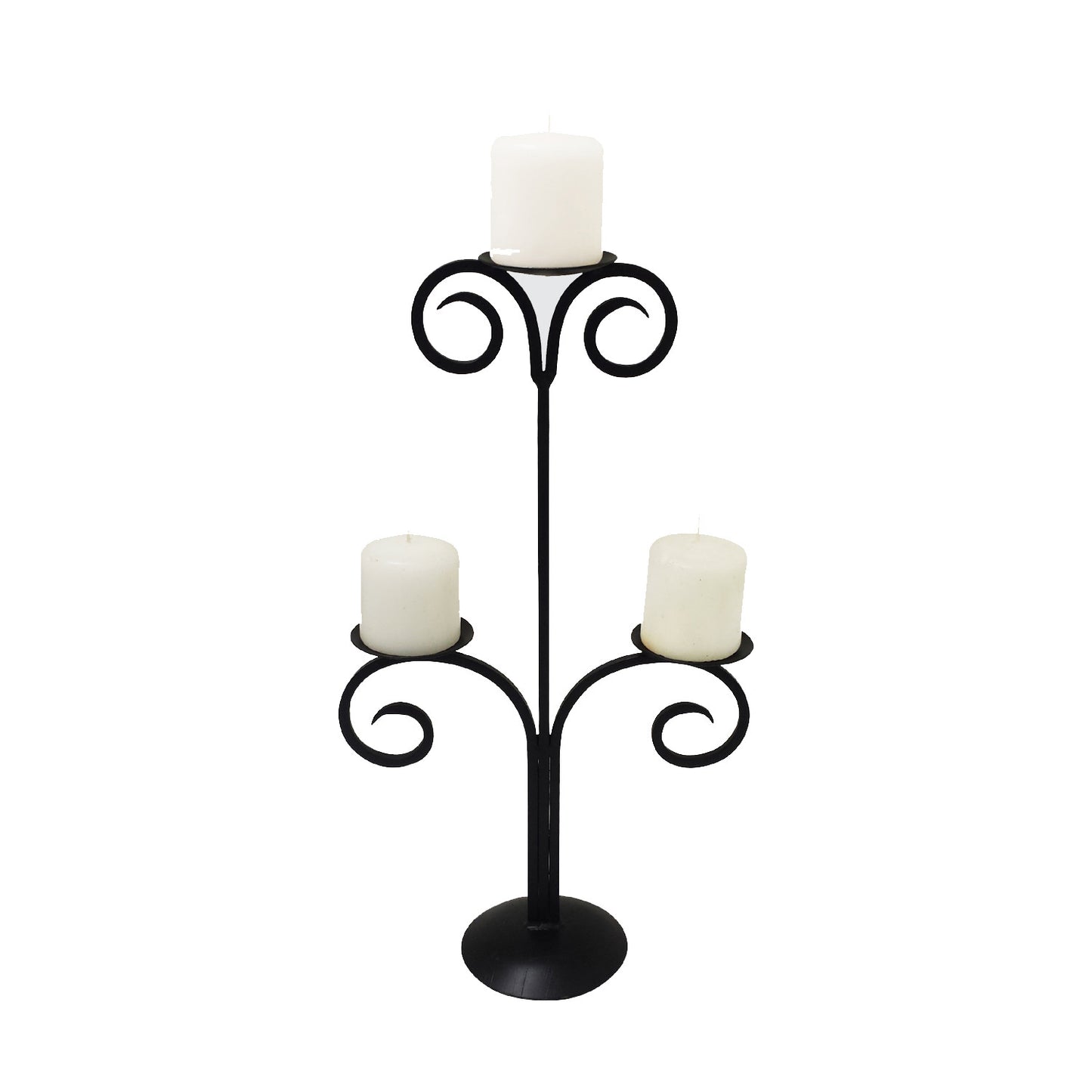 GiftBay 14010 - 3-Candle Pillar Holder 21" Height, Black Powder Coated Finish
