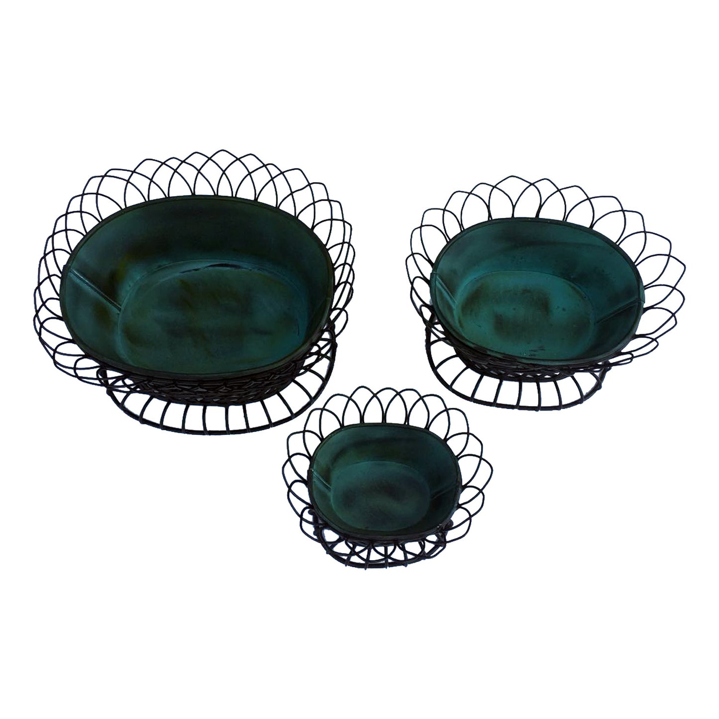GiftBay 810-BG(S/3) Basket / Pot 3 Piece Set, Removable Pots in a Very Strong Wire Cage