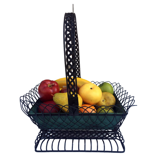 GiftBay 813-BG Metal Basket, 16.5" High Very Unique Design and Strongly Built for Use as Flower Pot and Fruit Basket