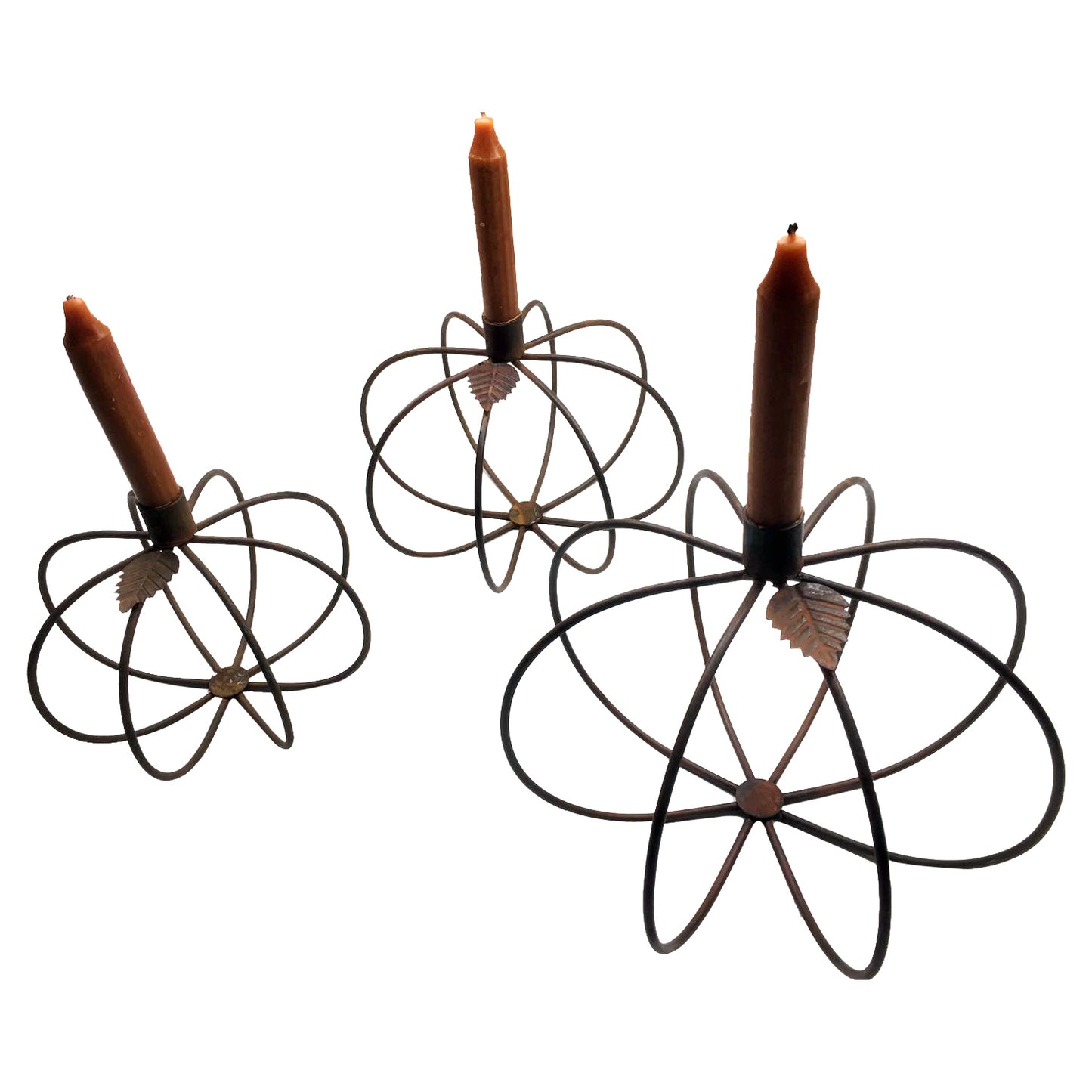 GiftBay 1057(S/3) Pumpkin Candle Holder Set of 3 Pieces, Iron 8", 7" & 6" Height